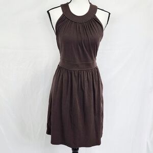 Ann Taylor LOFT Brown Halter Neck Keyhole Back Dress